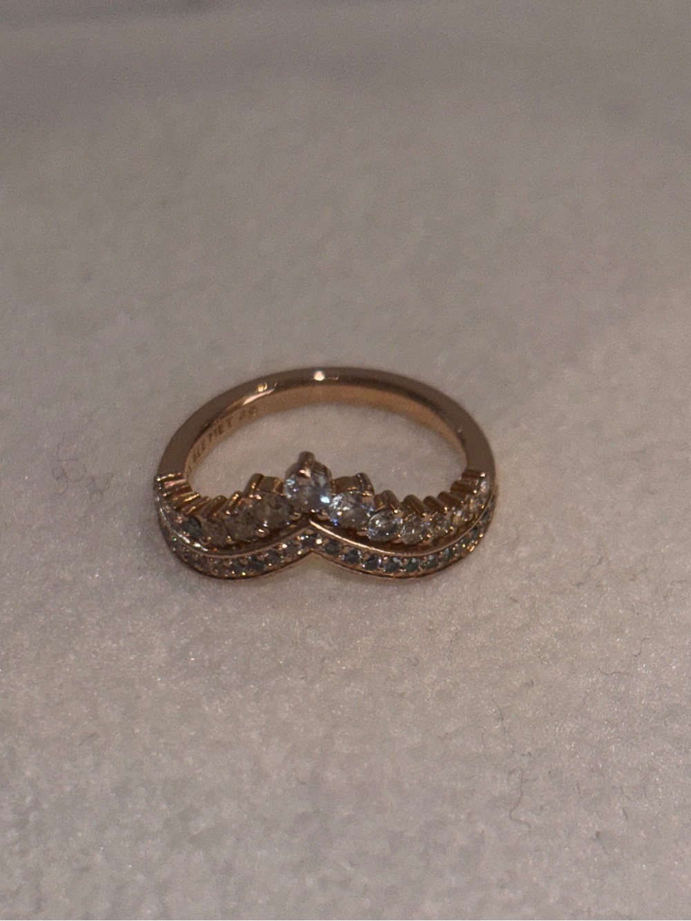 Pandora Rose Gold Chevron Ring with Cubic Zirconia